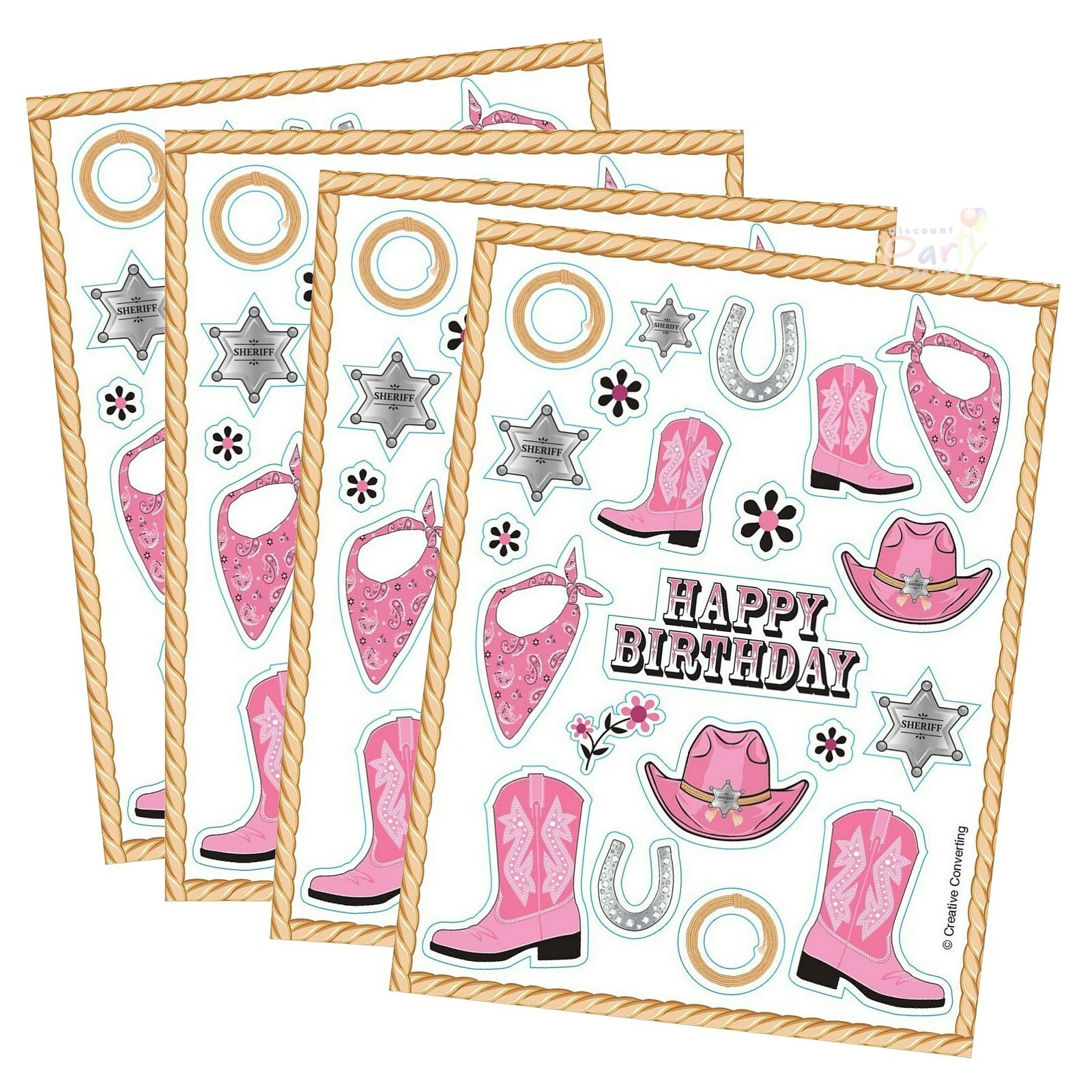 Pink Bandana Cowgirl Stickers (4 Sheets)