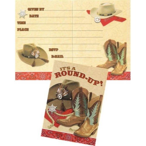 Western Party Invitations (Pack of 8)