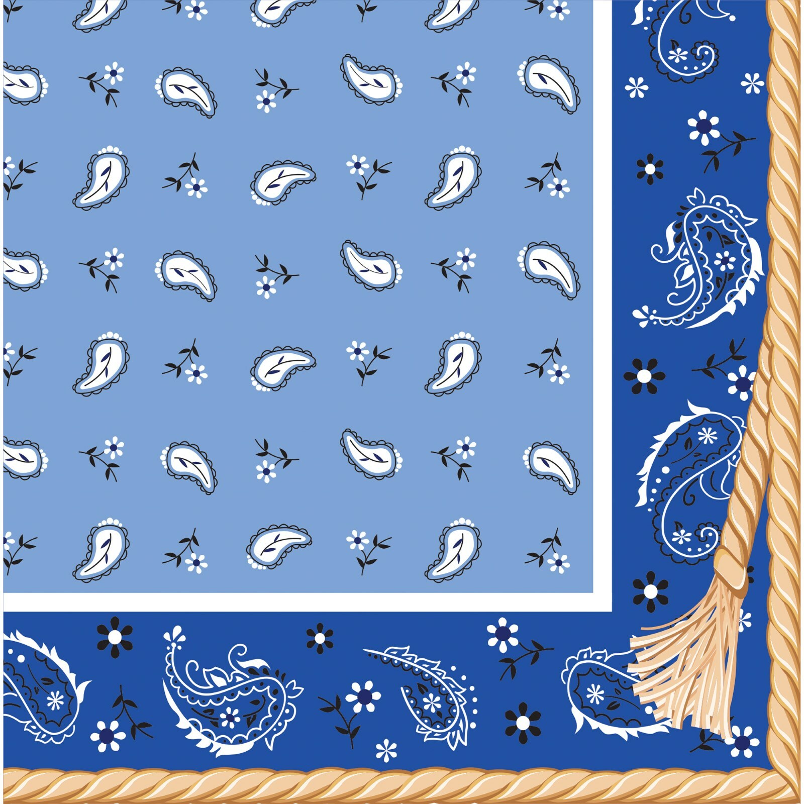 Blue Bandana Cowboy Large Napkins / Serviettes (Pack of 16)