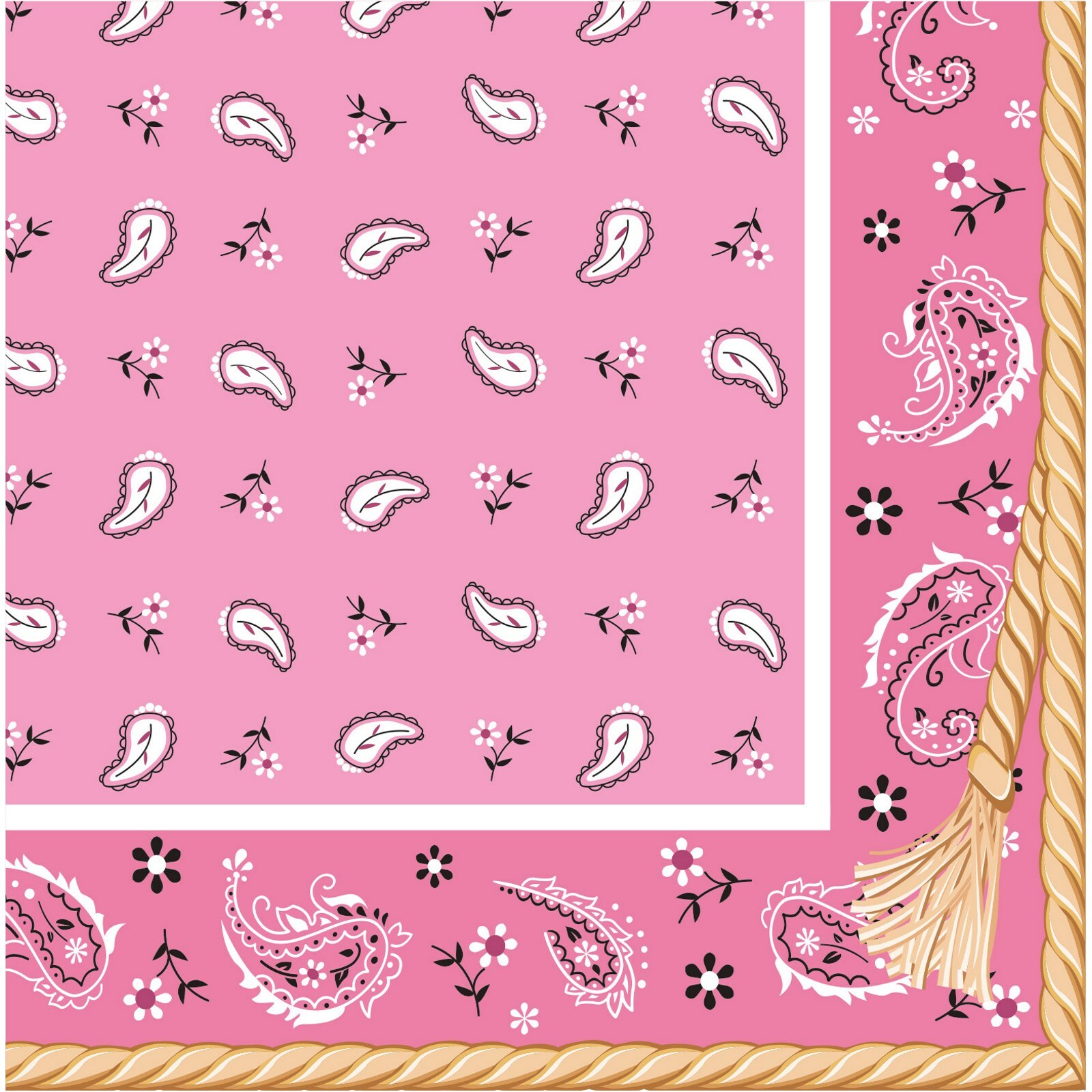 Pink Bandana Cowgirl Large Napkins / Serviettes (Pack of 16)