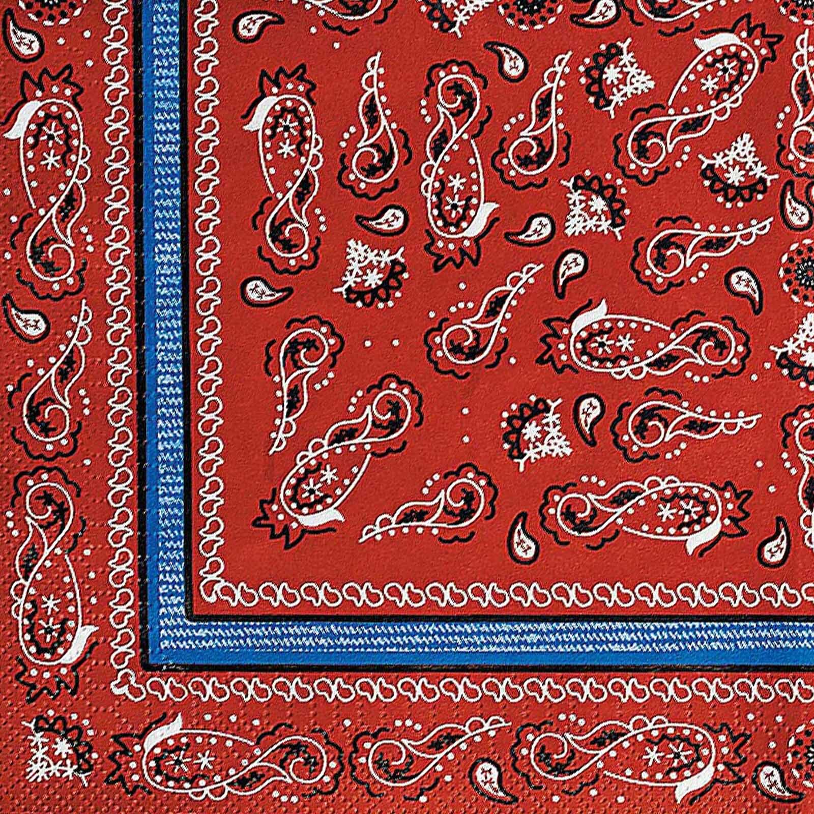 Red Bandana & Denim Large Napkins / Serviettes (Pack of 16)