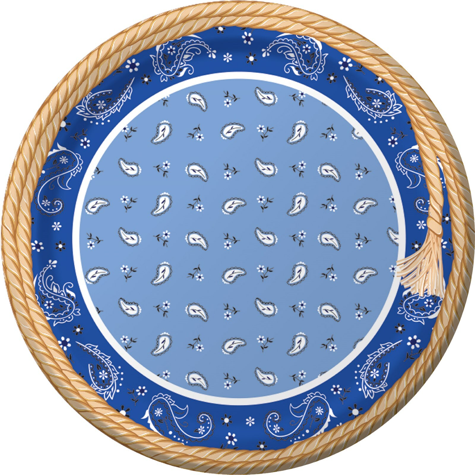 Blue Bandana Cowboy Large Paper Plates (Pack of 8)