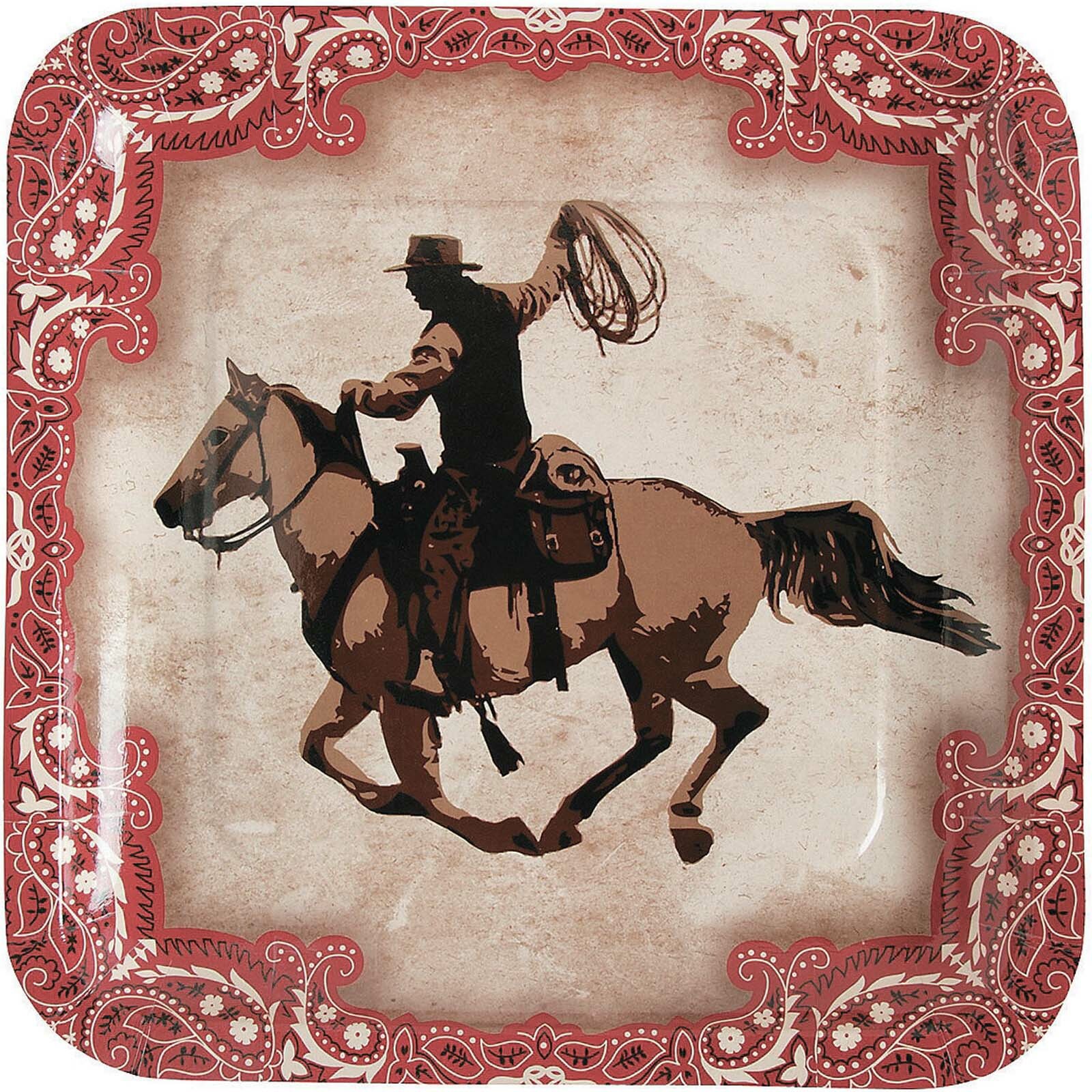 Wild West Cowboy Large Paper Plates (Pack of 8)