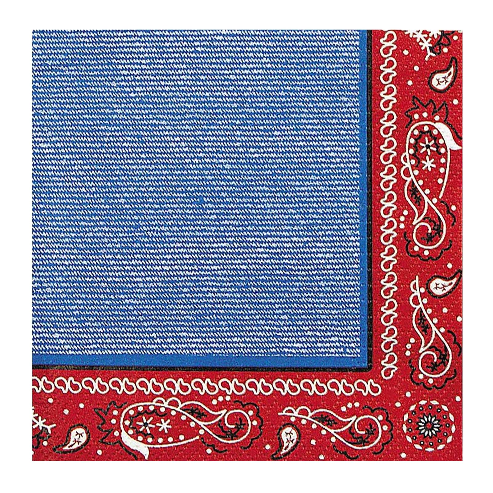 Red Bandana & Denim Small Napkins / Serviettes (Pack of 16)
