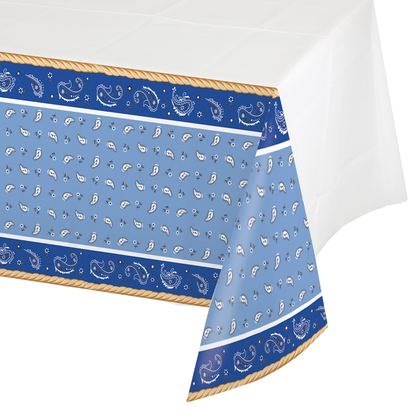 Blue Bandana Cowboy Plastic Tablecloth