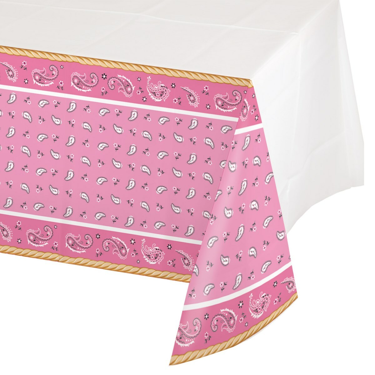 Pink Bandana Cowgirl Plastic Tablecloth