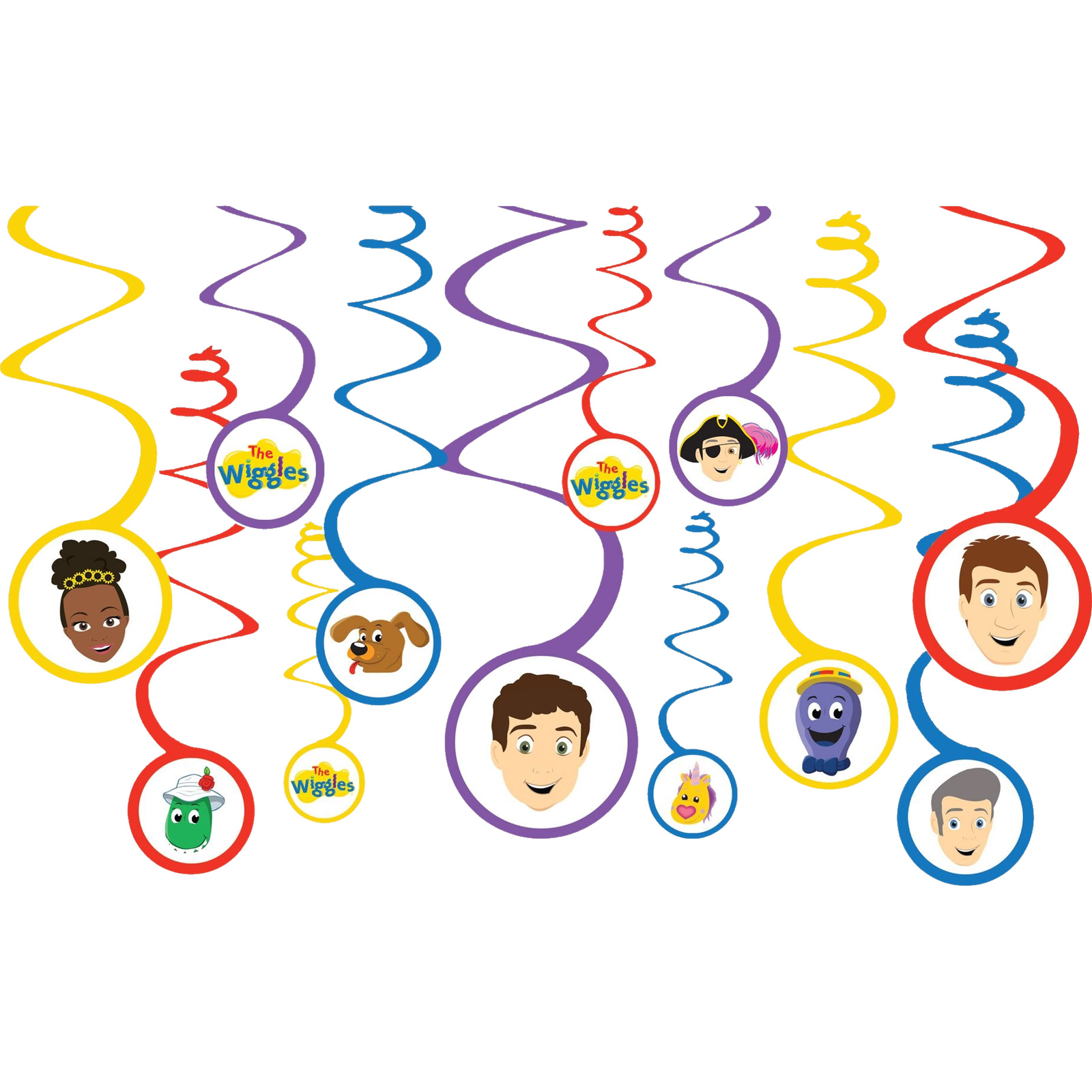 The Wiggles Party Swirl Decorations (Pack of 12)