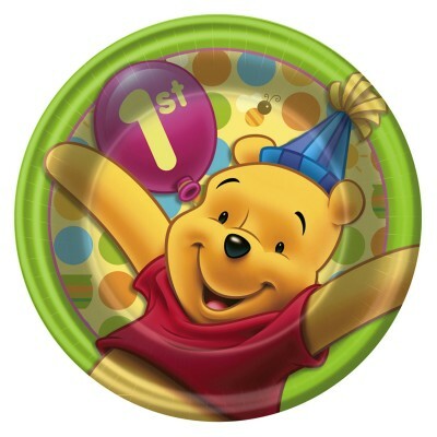 Winnie the Pooh 1st Birthday Small Paper Plates (Pack of 8)
