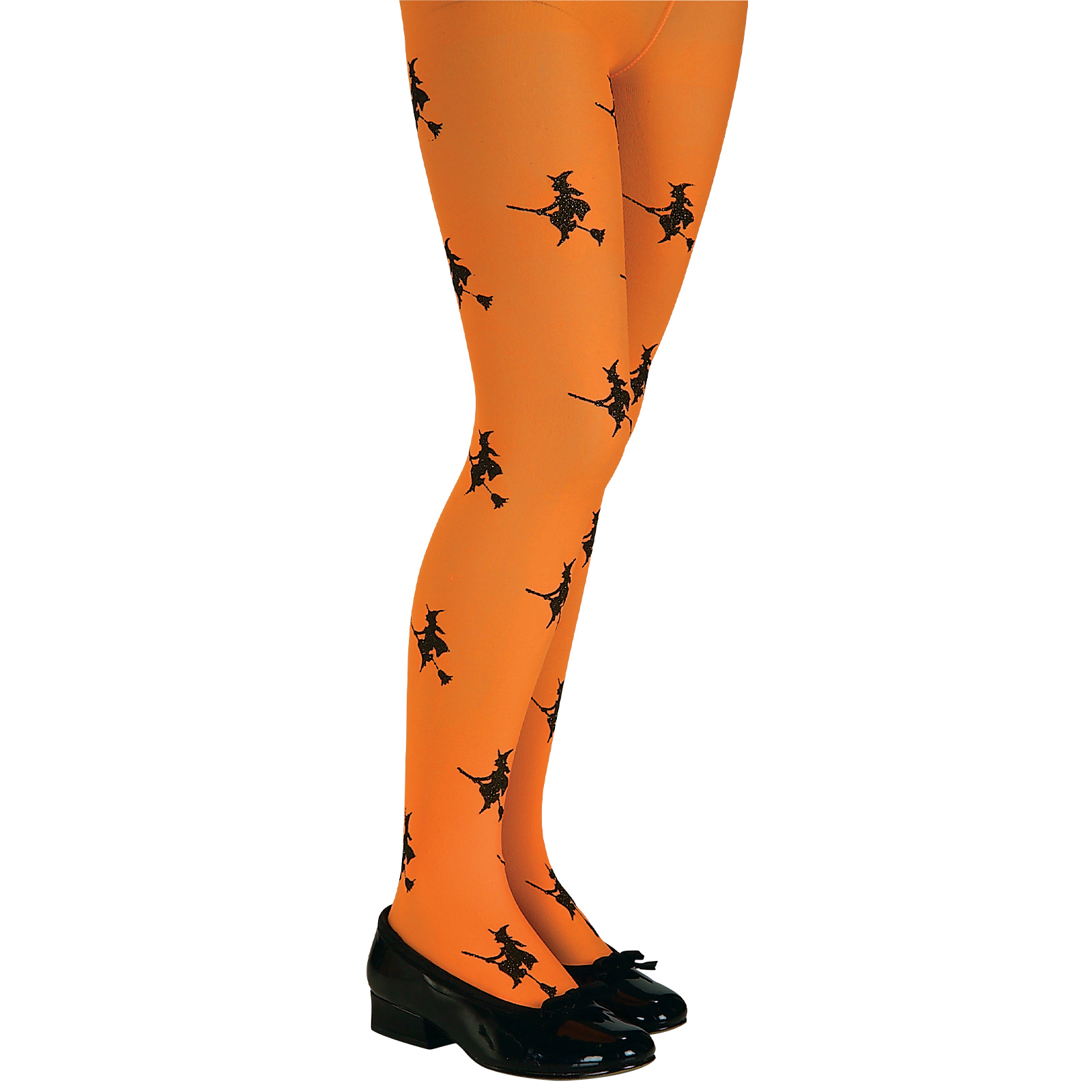 Kids Orange Glitter Witch Tights