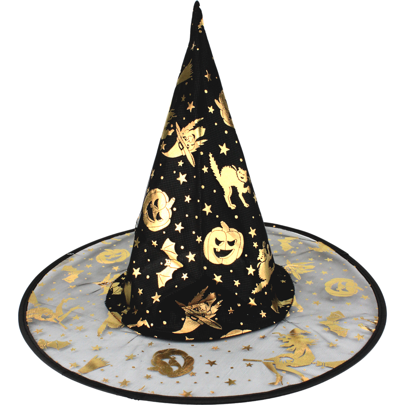 Kids Black and Gold Witch Hat