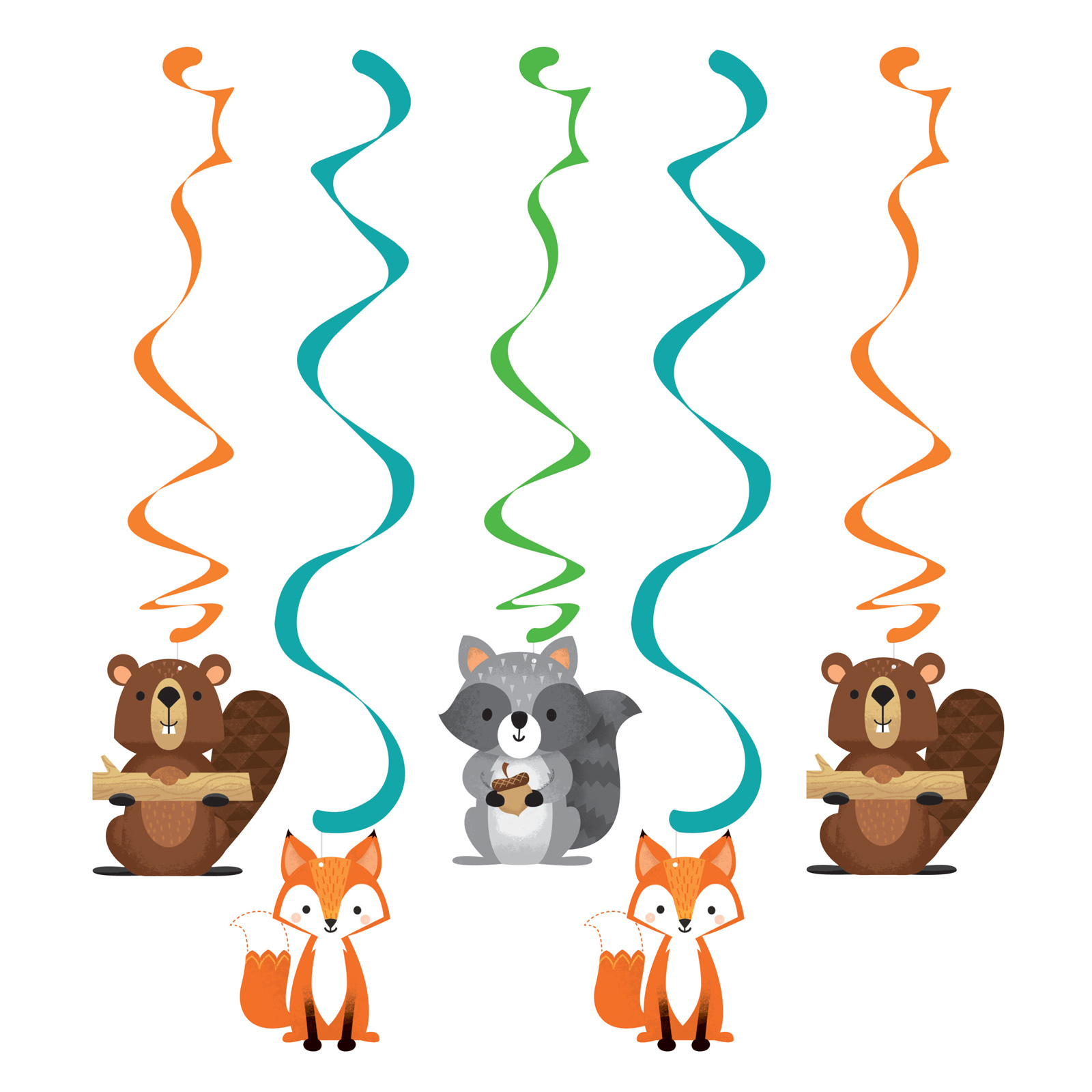 Woodland Animal Swirl Decorations (Pack of 5)