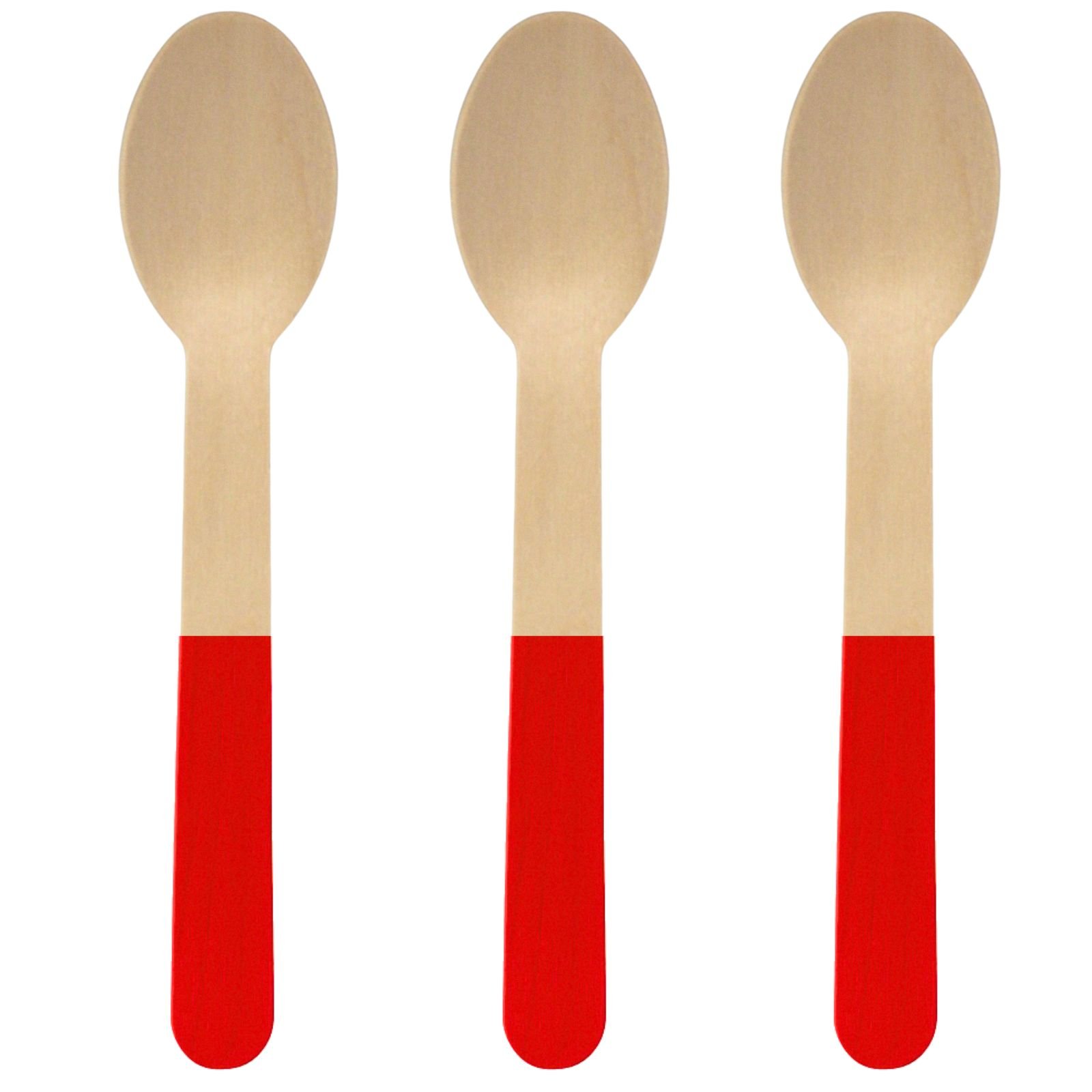Wooden Dipped Spoons Red (Pack of 20)