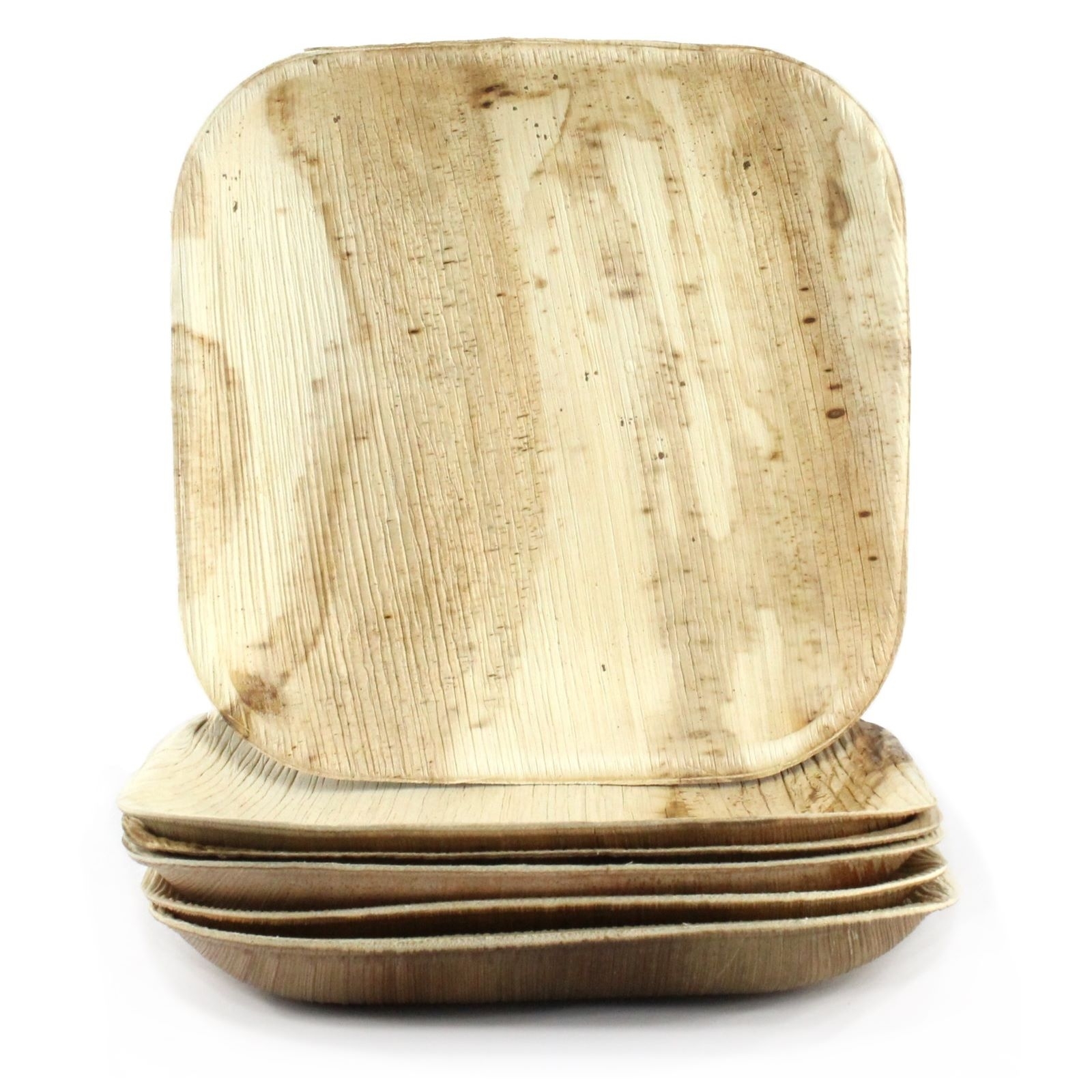 Natural Palm Leaf Small Square Plates (Pack of 6)