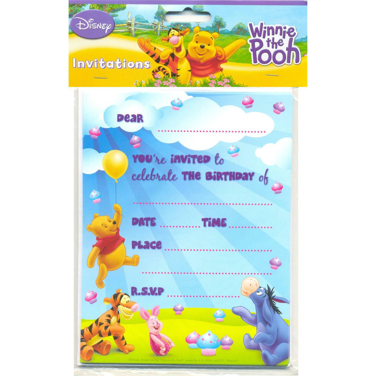 Winnie The Pooh Party Invitations (Pack of 8)